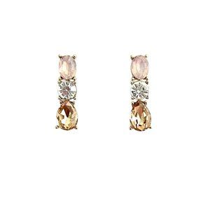 Coral Drop Crystal Post Earrings